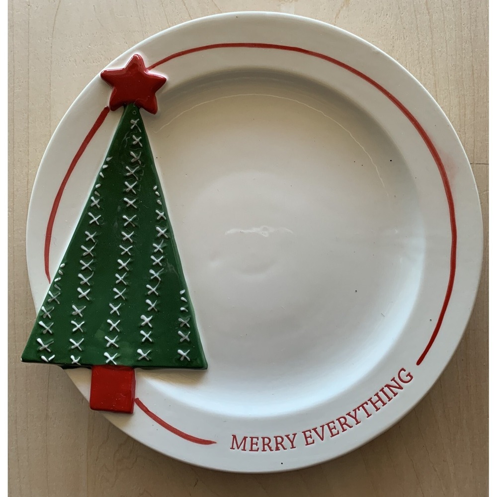 Cute Merry Everything Christmas Cookie Plate Mudpie 8" Christmas Tree